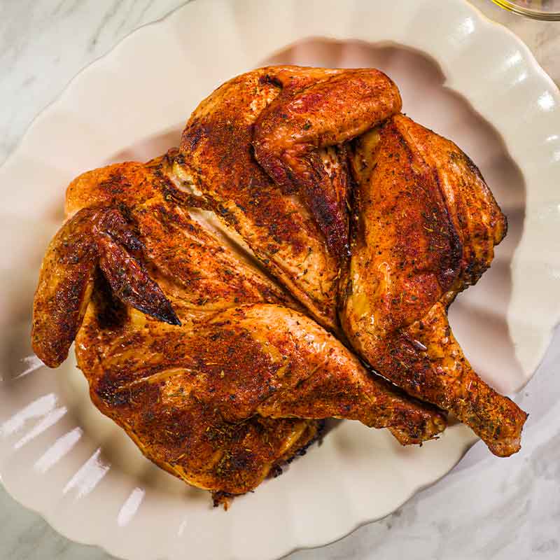 Enjoy a delicious Spatchcock Alberta Chicken