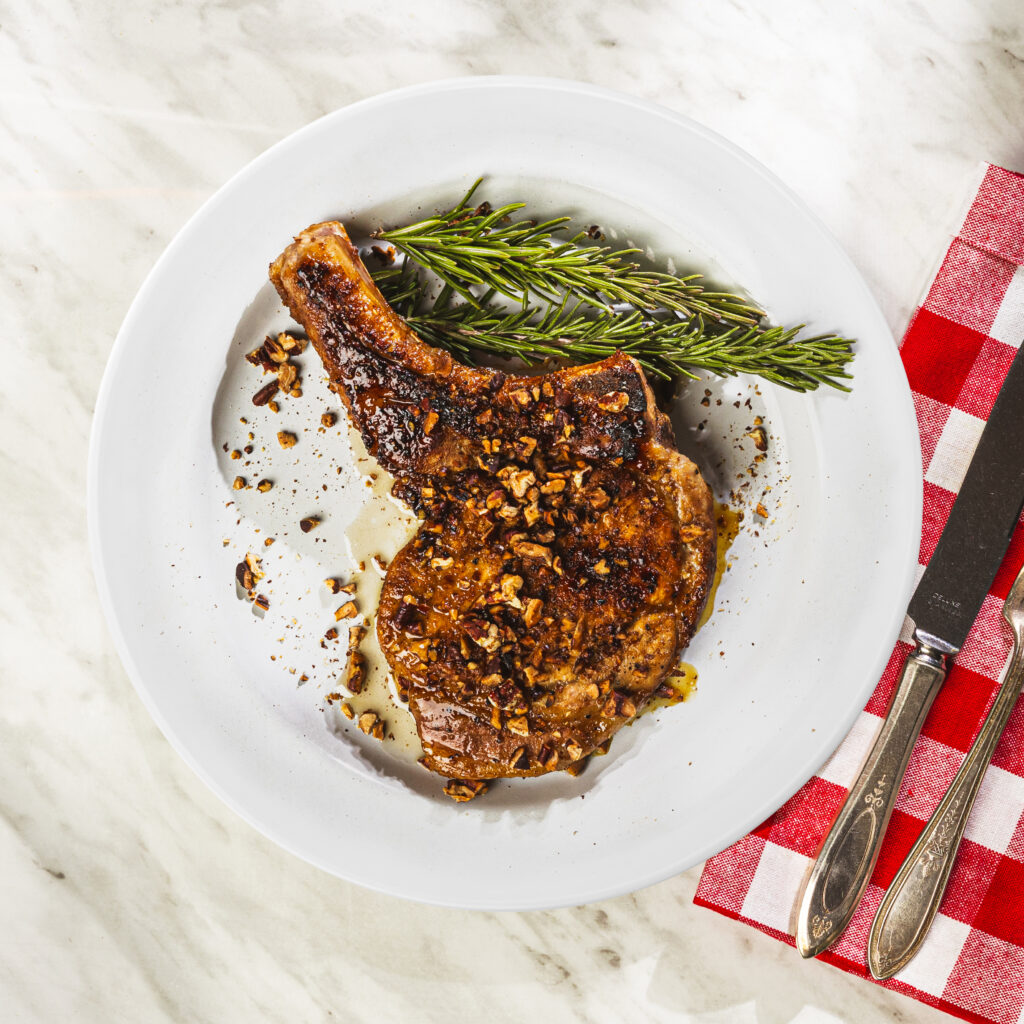 Maple-Glazed Alberta Pork Chops With Toasted Pecans